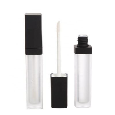 TRANSPARENT BODY SPRAYING MATTE BLACK SQUARE EMPTY LIPGLOSS WAND TUBES UNIQUE LIP GLOSS CONTAINER